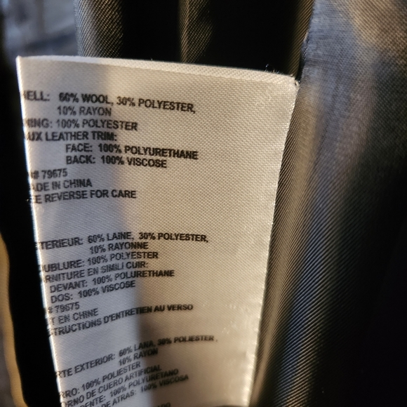 Michael Kors Women's Black Wool and Faux Leather Coat, Size: 8 - Picture 6 of 10